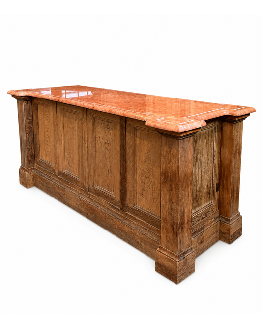 Comptoir en chêne ancien (76 x 190 x 88 cm)