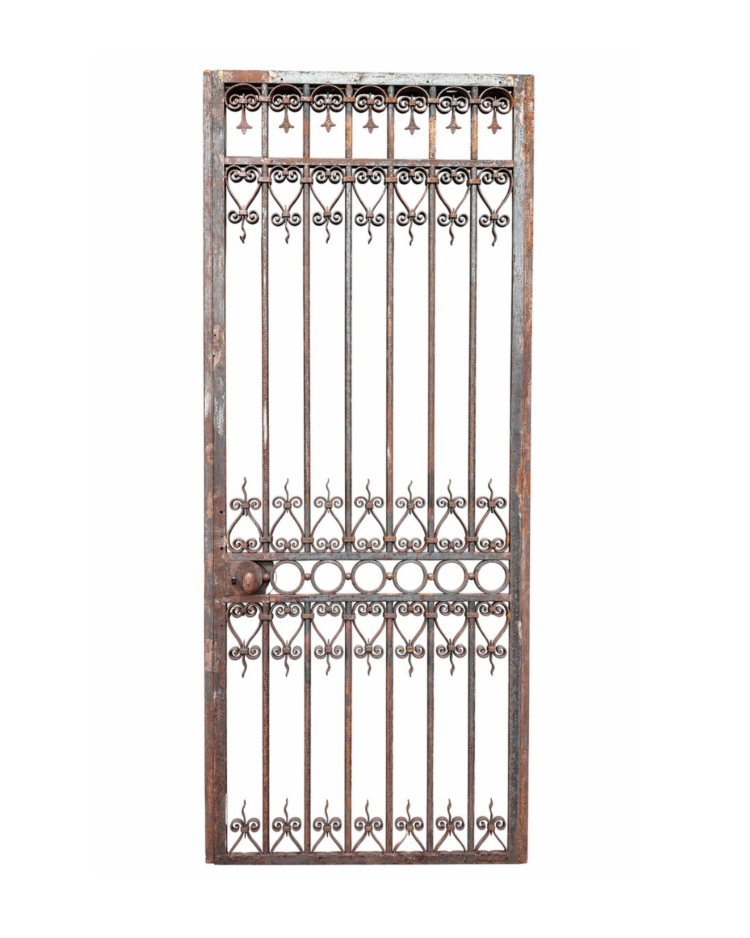 Portail de jardin ancien en fer forgé (95 x 240 cm)