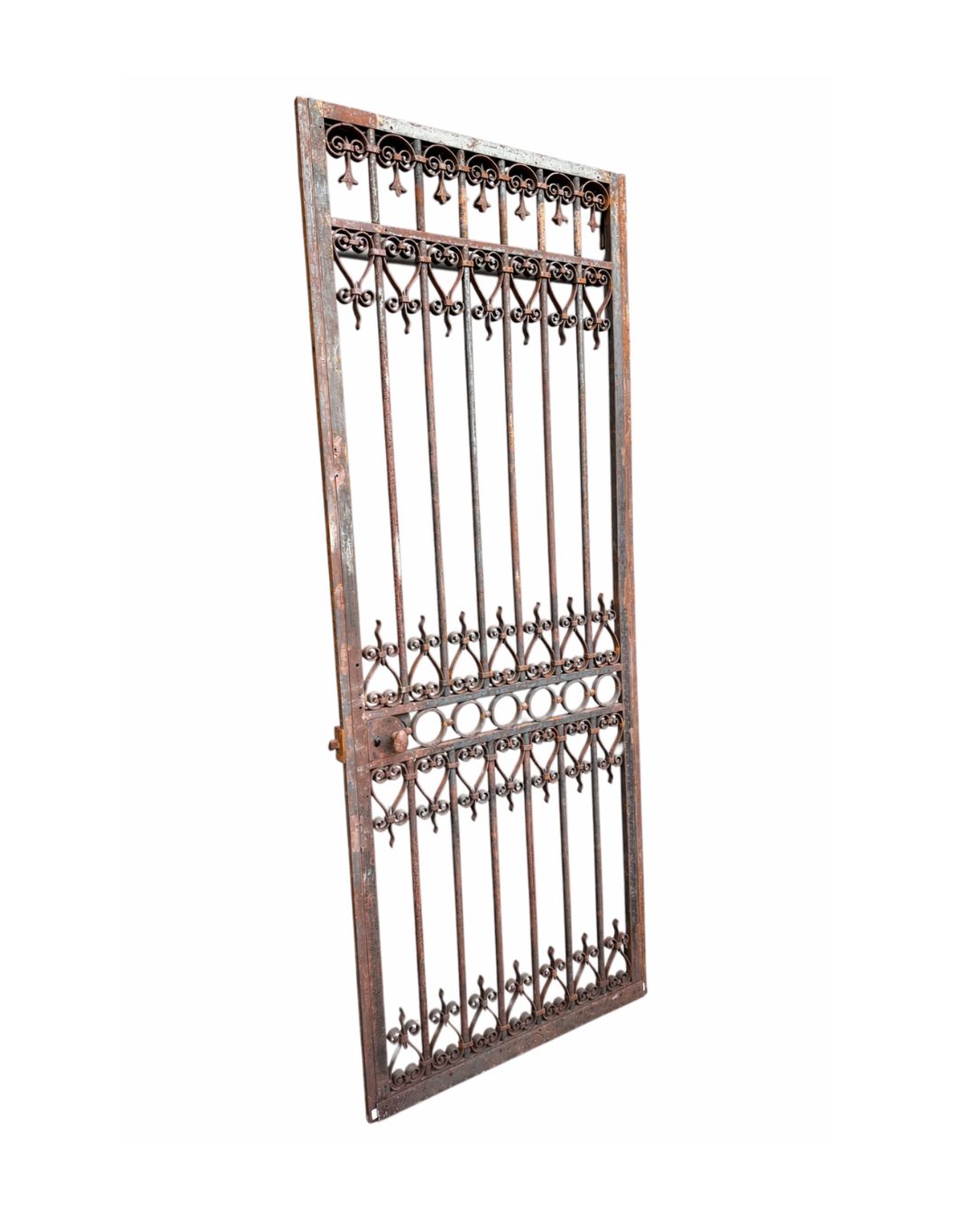 Portail de jardin ancien en fer forgé (95 x 240 cm)
