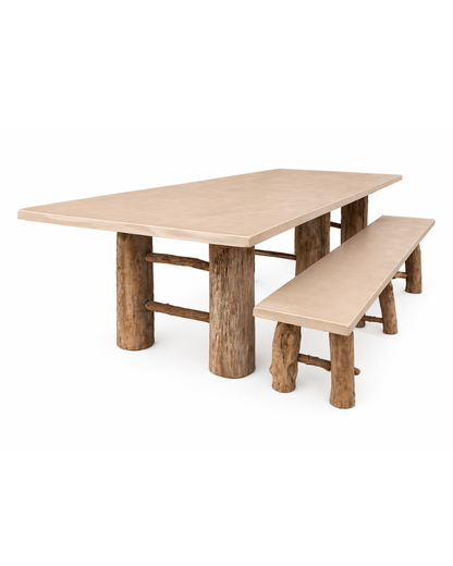 Log table with bench (124 x 400 cm)