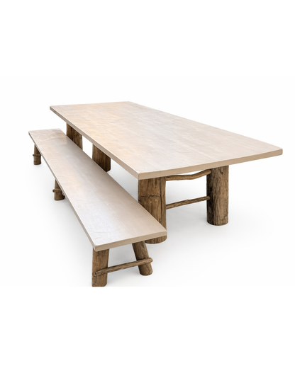 Log table with bench (124 x 400 cm)
