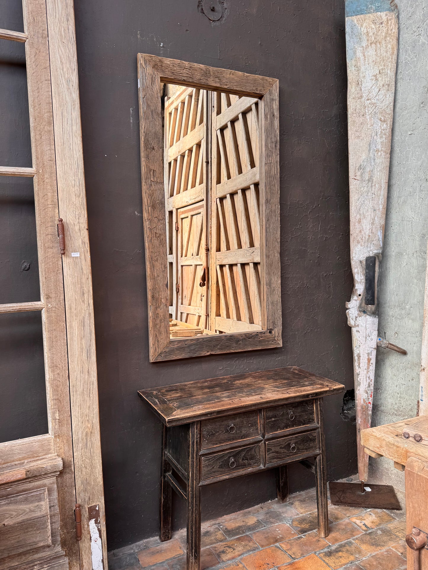 Miroir chêne ancien (84 x 158 cm)