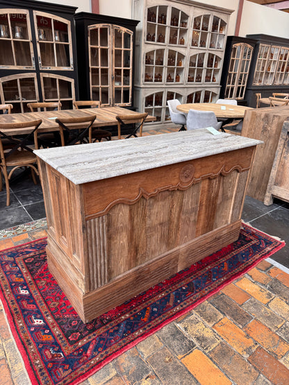 Comptoir en chêne ancien (60 x 155 x 92 cm)