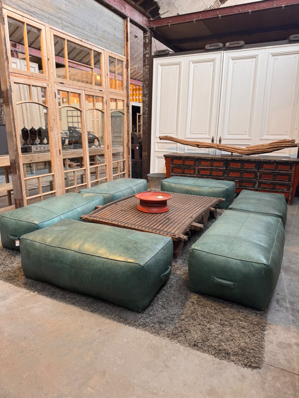 Pouf en cuir (70 x 135 x 43 cm)