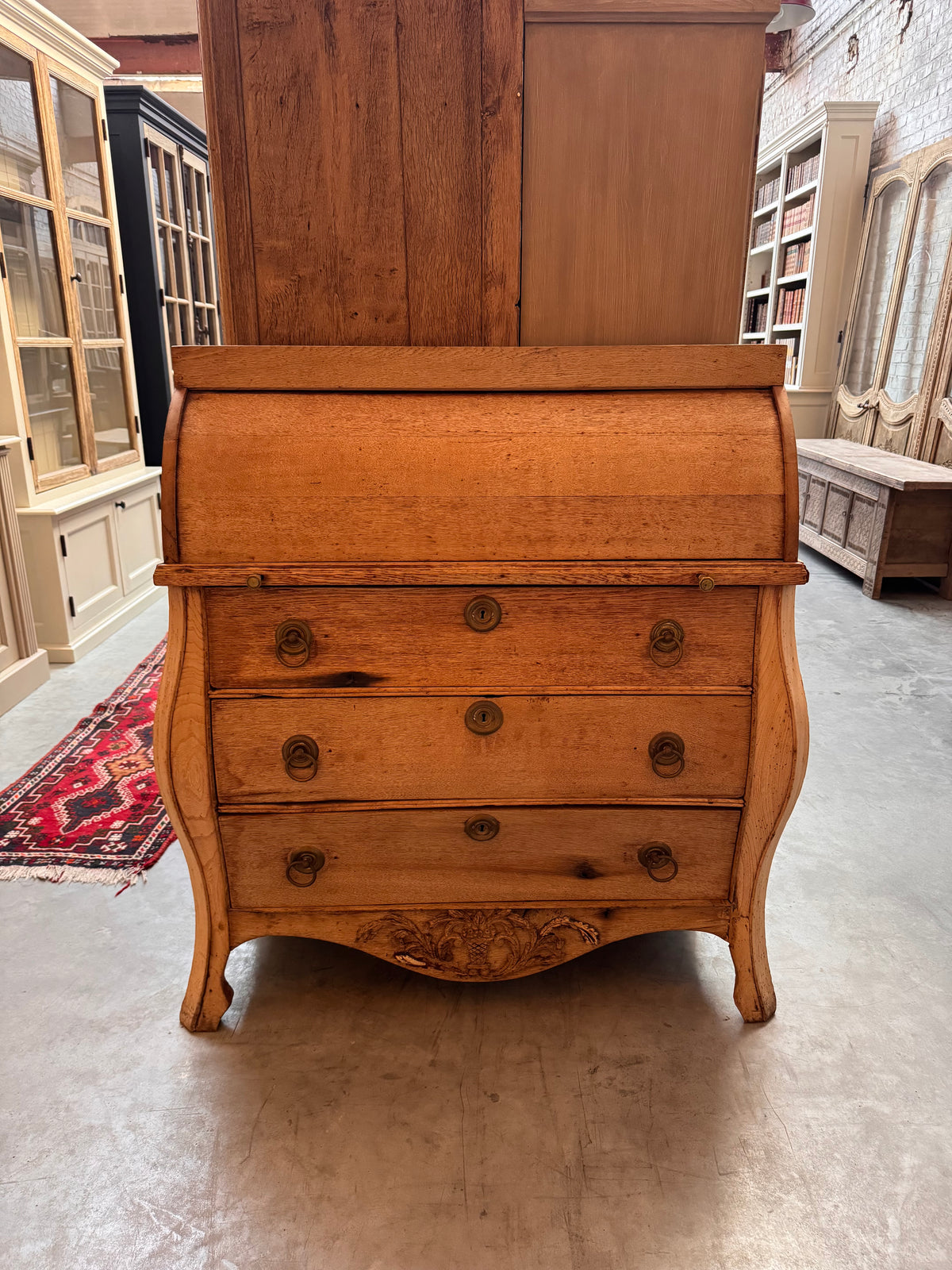 Antique secretary desk made from solid Dutch oak - 19th century