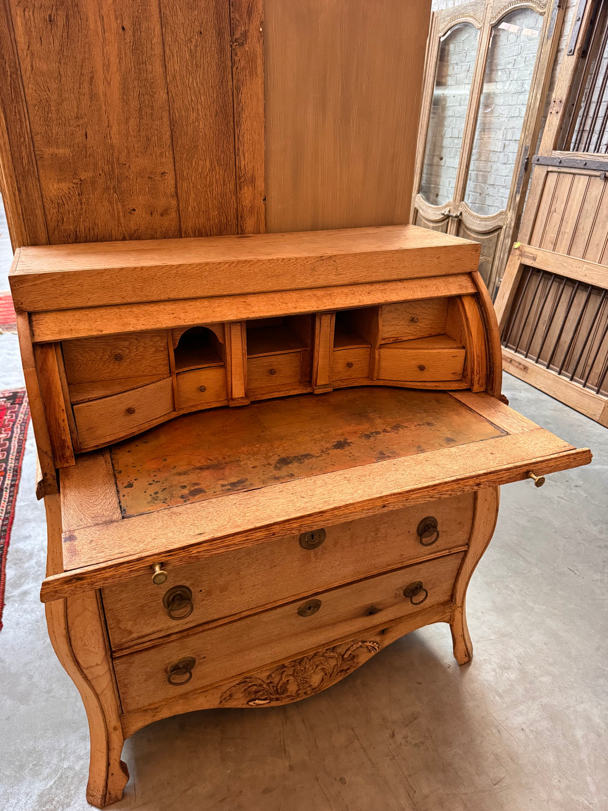 Antique secretary desk made from solid Dutch oak - 19th century