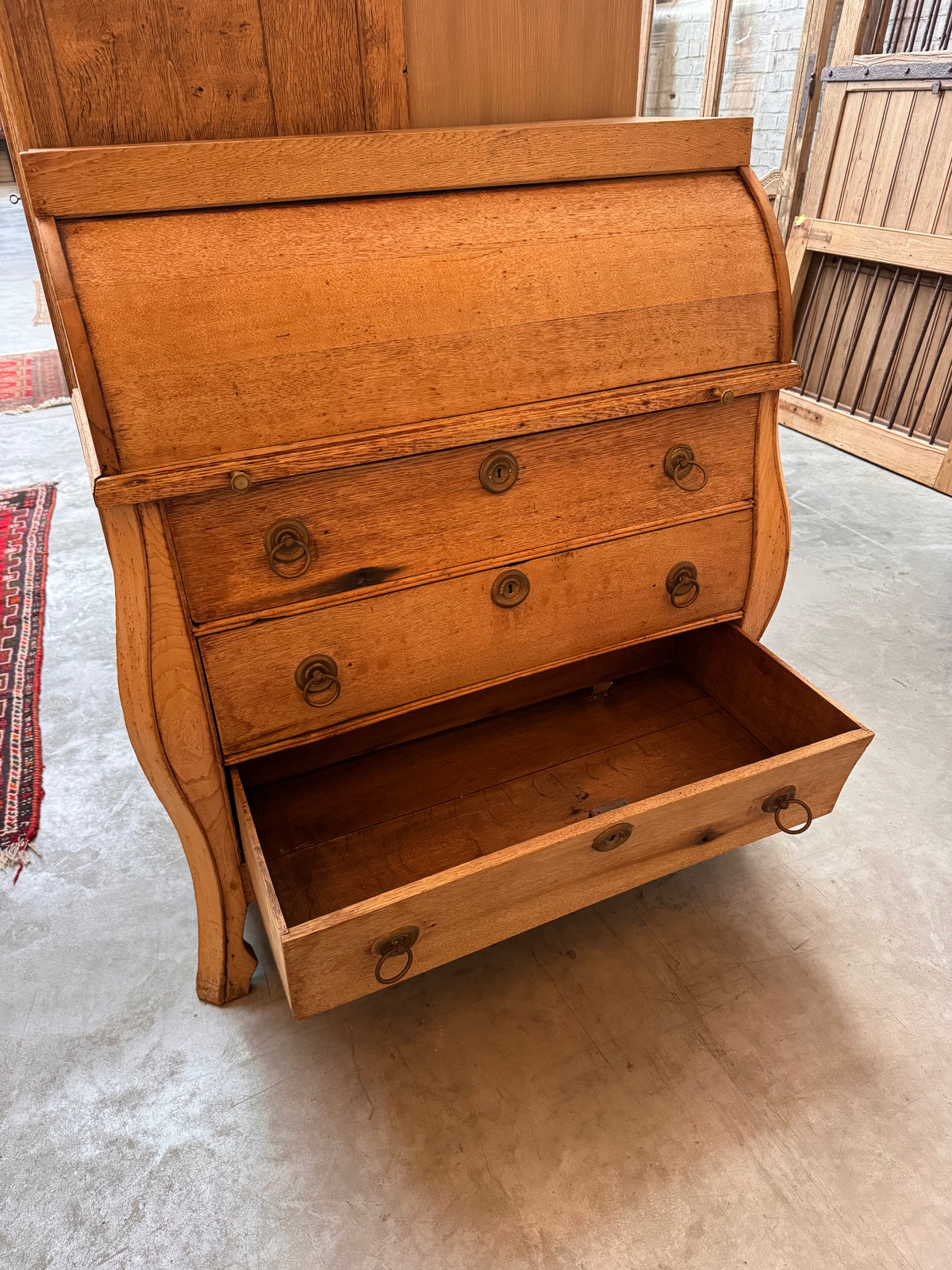 Antique secretary desk made from solid Dutch oak - 19th century
