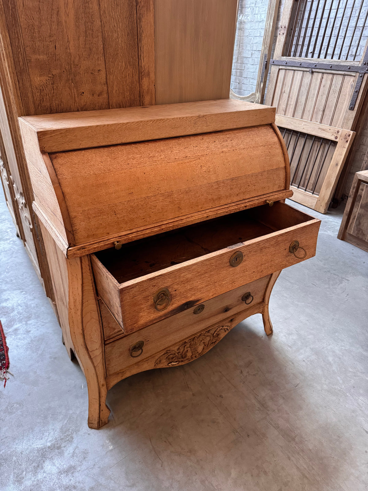 Antique secretary desk made from solid Dutch oak - 19th century