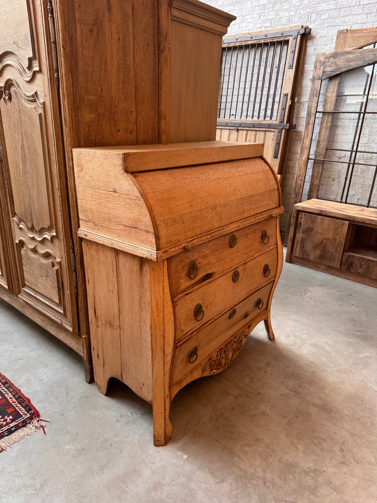 Antique secretary desk made from solid Dutch oak - 19th century