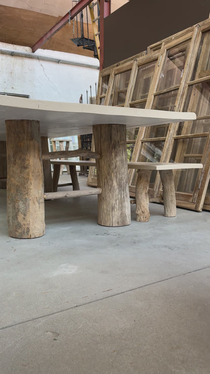 Log table with bench (124 x 400 cm)