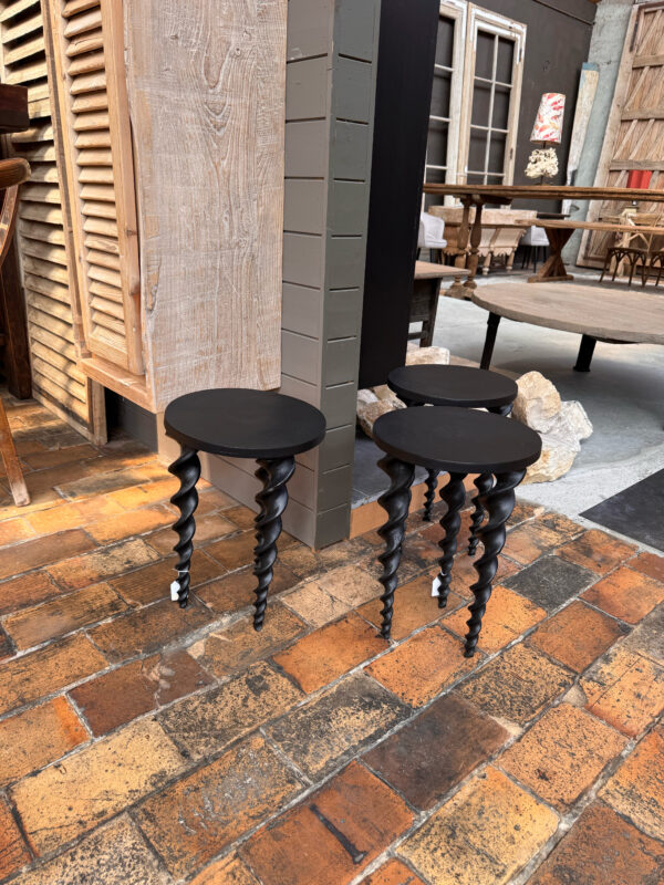 Artistic wooden round top stool - €110